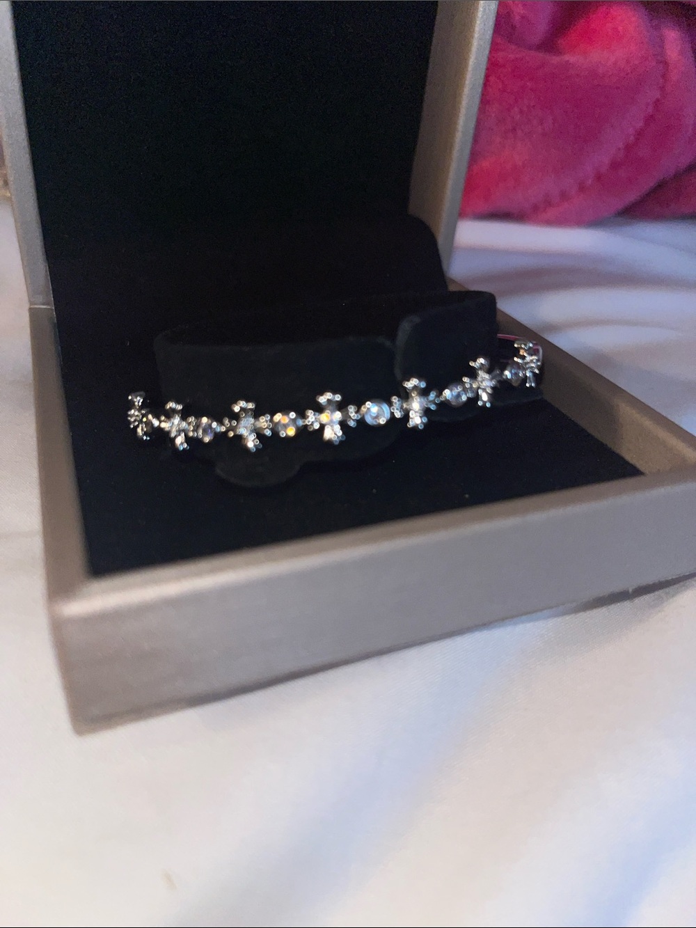 Silver Crystal Floral Bracelet - Elegant Women's Jewelry
